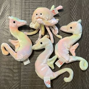 Set Of 4 Vintage Neon Mini TY Toys 1999